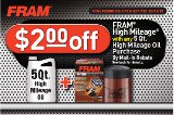 Fram High Mileage Oil Filter $2